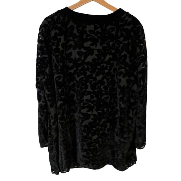 Maggie Barnes Womens Velvet Burnout Tunic Top Sz 1X Cocktail Loose Whimsigoth - Picture 2 of 8